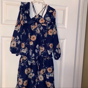 blue floral romper